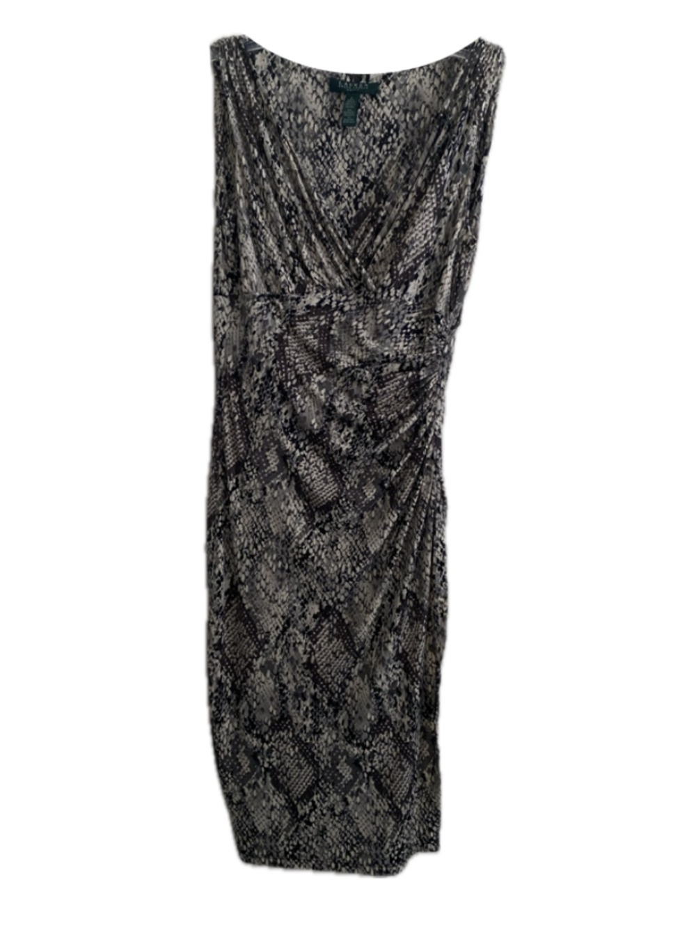 Lauren Ralph Lauren Snakeskin Print Ruched Dress Size: 2